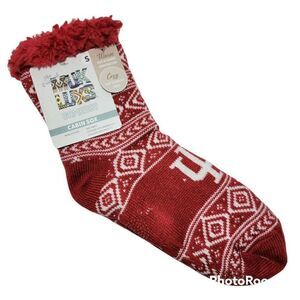 MUK LUKS Slipper Socks Indiana University Hoosiers Small Womens Sz 6-8 Mens 5-7